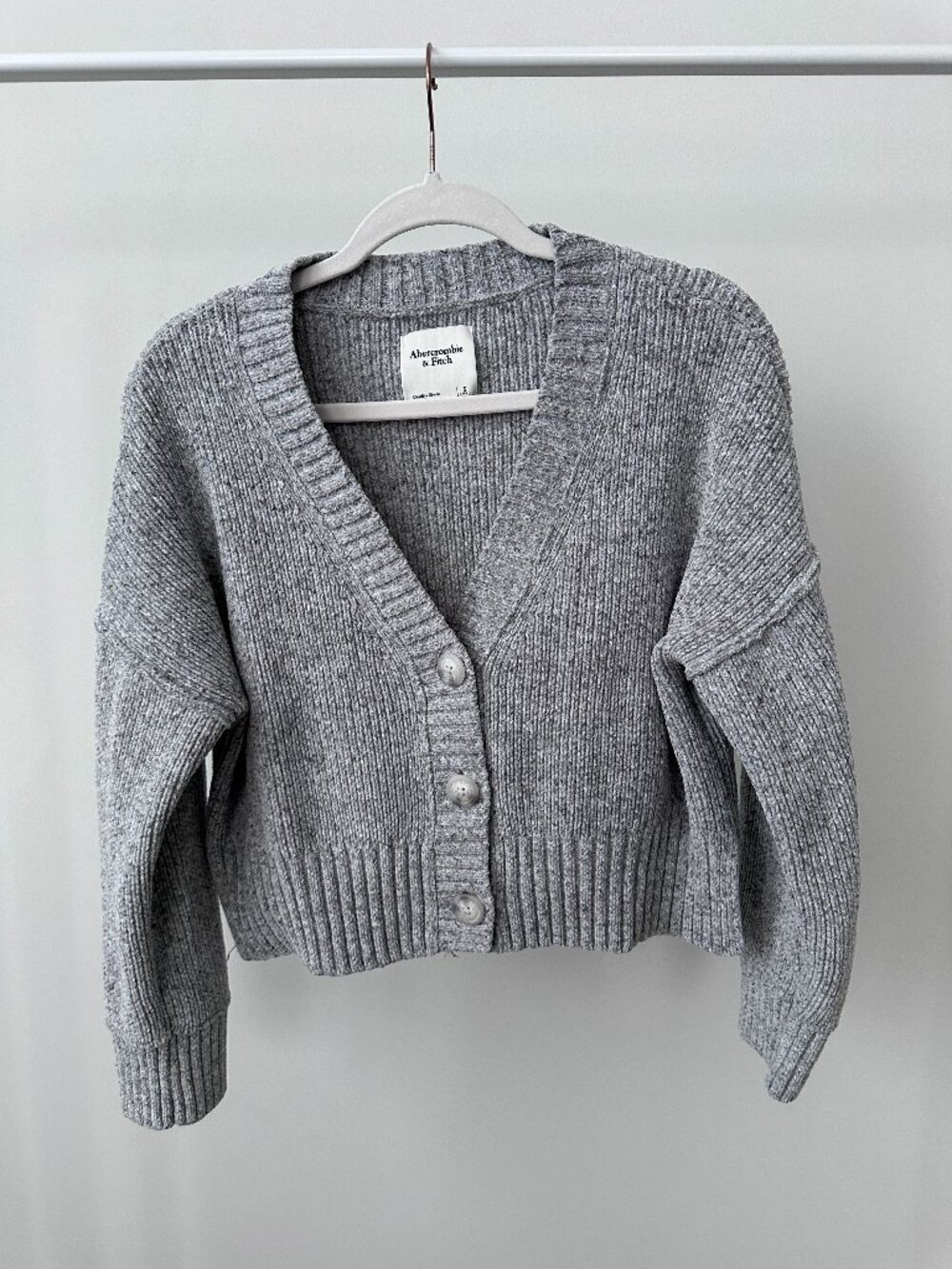 Abercrombie & Fitch Button Down Sweater Gray Small